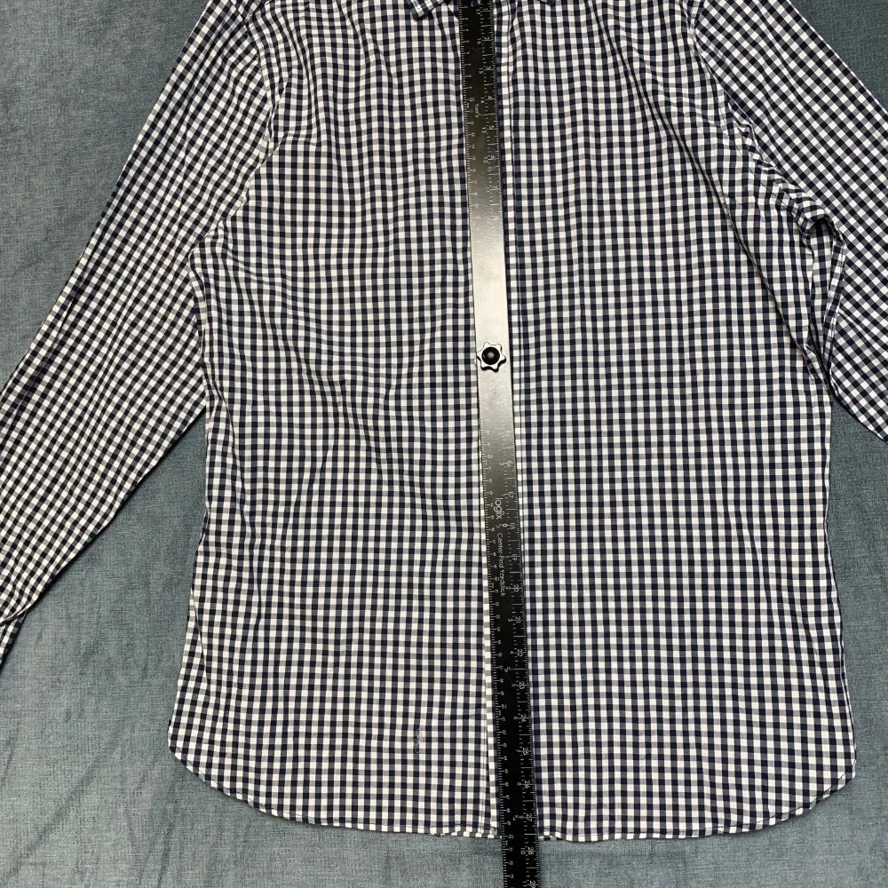 Banana Republic Slim Fit Shirt Mens Large White Black Plaid Business Button Up